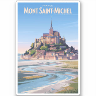 Mont Saint Michel Illustration Reise Kunst Vintage Aufkleber