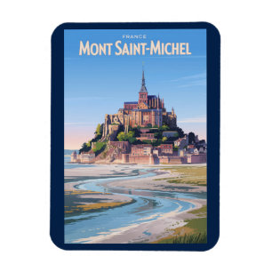 Mont Saint Michel Illustration Reise Kunst Vintage Magnet