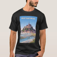 Mont Saint Michel Illustration Reise Kunst Vintage