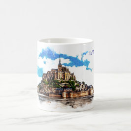 Mont Saint Michel in der Normandie, Frankreich. Kaffeetasse