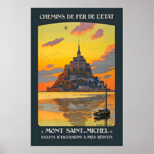 Mont-Saint-Michel Normandie Frankreich Vintage Rei Poster