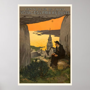 Mont-Saint-Michel Normandie Frankreich Vintage Rei Poster