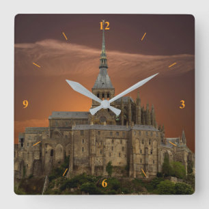 Mont-Saint-Michel Quadratische Wanduhr