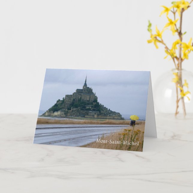 Mont-Saint-Michel Rainy Day, Normandie, Frankreich Karte (Gelbe Blume)