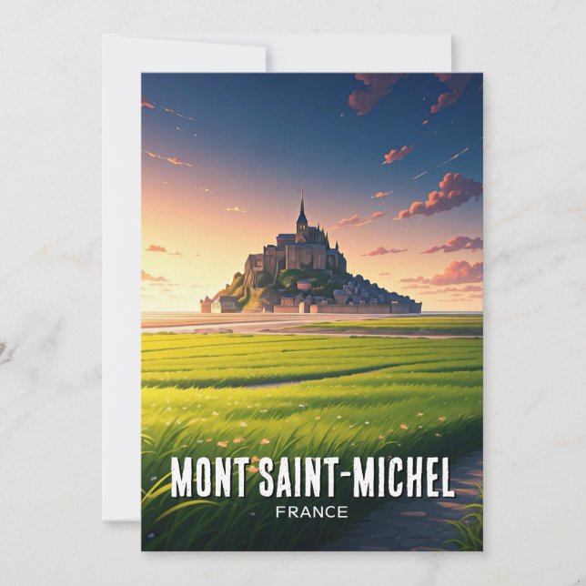 Mont Saint-Michel Sunset Postcard Feiertagskarte (Vorderseite)