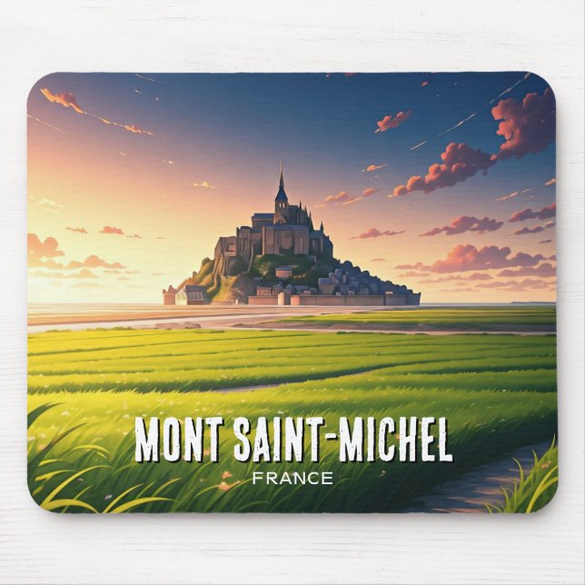 Mont Saint-Michel Sunset Postcard Mousepad (Vorne)