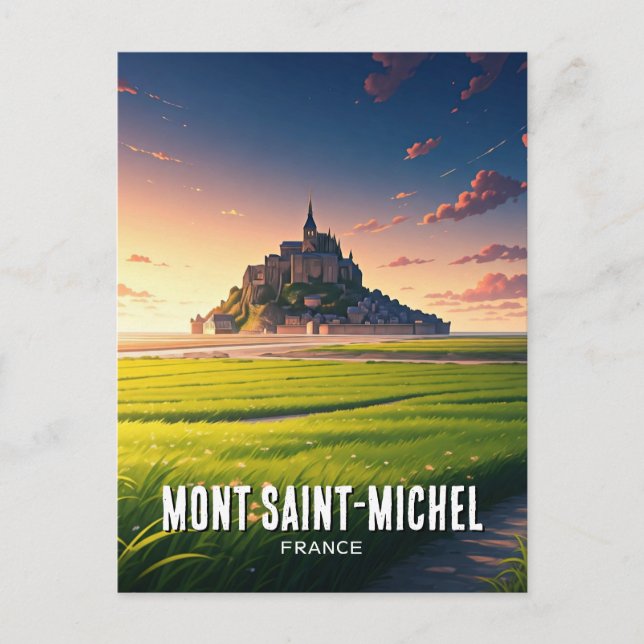 Mont Saint-Michel Sunset Postcard Postkarte (Vorderseite)