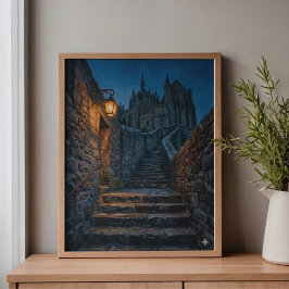 Mont Saint-Michel Twilight Lantern Art Leinwanddruck