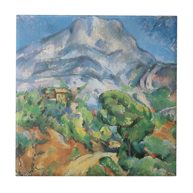 Mont Sainte Victoire über Tholonet, Paul Cezanne Fliese (Vorderseite)