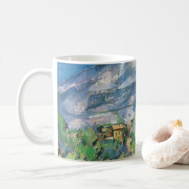Mont Sainte Victoire über Tholonet, Paul Cezanne Kaffeetasse (Mit Donut)