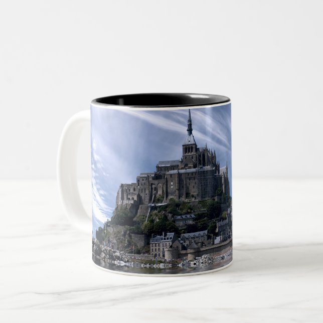 Mont St Michel Kirche Normandie Zweifarbige Tasse (Vorderseite Links)