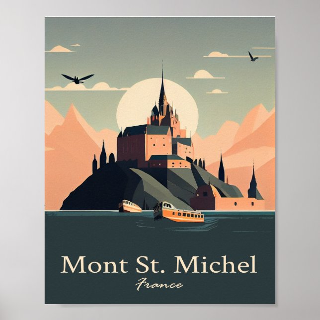 Mont St. Michel Minimalistisches Vintage Poster (Vorne)