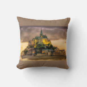 Mont St. Michel Normandy Frankreich Brown Pillow Kissen