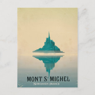 mont st michel vintage Travel poster Postkarte