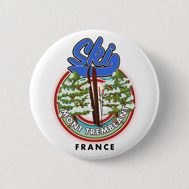 Mont Tremblant Frankreich Skifahrplakat Button (Vorderseite)