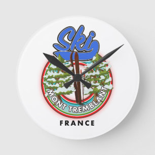 Mont Tremblant Frankreich Skifahrplakat Runde Wanduhr