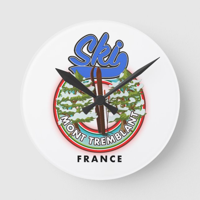 Mont Tremblant Frankreich Skifahrplakat Runde Wanduhr (Vorderseite)