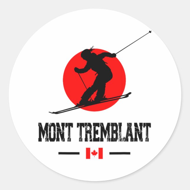 Mont Tremblant Québec Canada Ski Resort Skiing Sou Runder Aufkleber (Vorderseite)