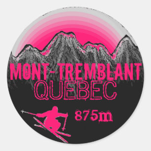 Mont Tremblant Quebec Rosa Skikartenaufkleber Runder Aufkleber