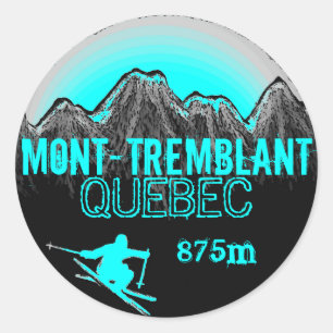 Mont Tremblant Quebec Ski aquamarine Kunstaufklebe Runder Aufkleber