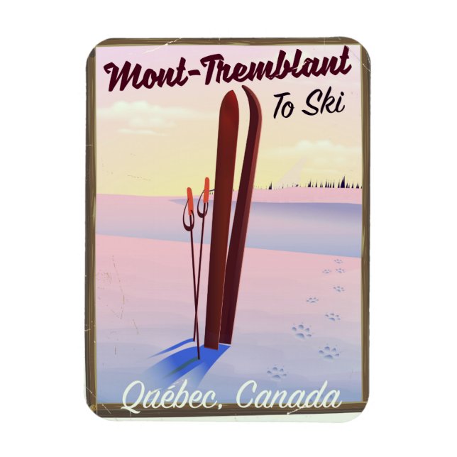 Mont-Tremblant Québec Ski Poster. Magnet (Vertikal)