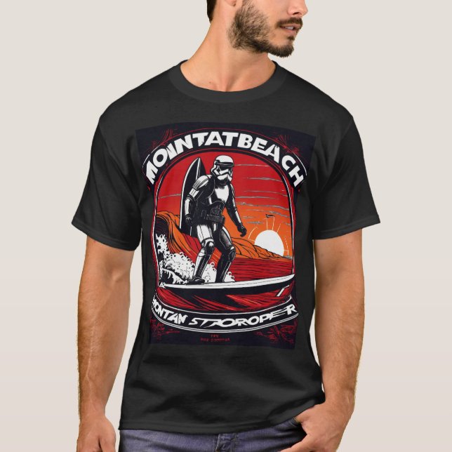 "Montabeach: Surfer Trooper im All" T-Shirt (Vorderseite)