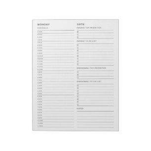 Montag Arbeit von Zuhause zu Liste Notizblock