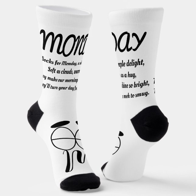 Montag Gedicht Socks - Trendy, Funny, White&Black Socken (Gewinkelt)