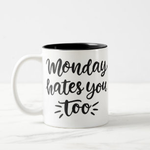 Montag hasst Sie zu Männern Frauen Geschenk Zweifarbige Tasse
