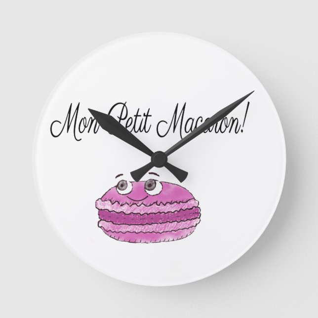 Montag kleines Macaron Runde Wanduhr (Vorderseite)