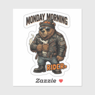 Montag Morgen Fahrer Aufkleber — Biker Bear Kaffee
