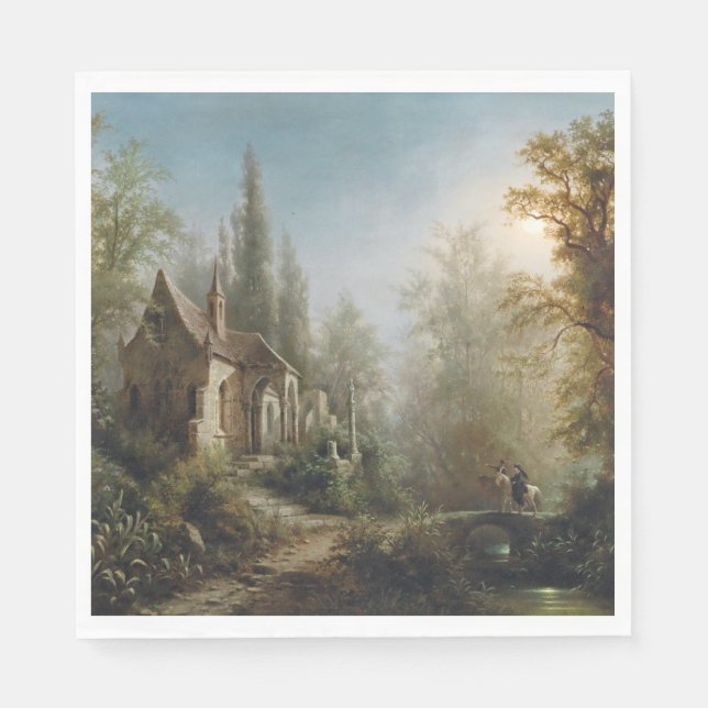 Montag Nacht über Kapelle und Reiter Serviette (Vorderseite)