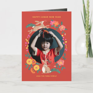 Montag neues Jahr der Hasen-Foto-Urlaubskarte Feiertagskarte