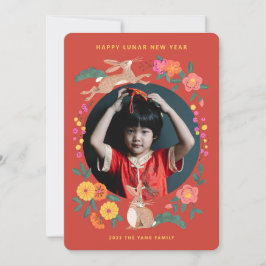 Montag neues Jahr der Hasen-Foto-Urlaubskarte Feiertagskarte