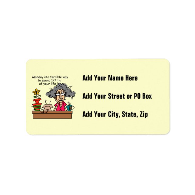 Montag Spaß Adressaufkleber (Vorne)