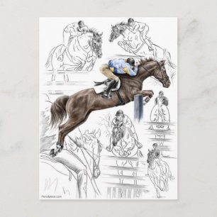 Montage der Jumper-Pferde Postkarte