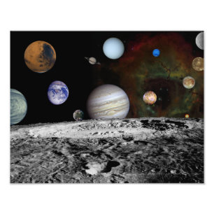 Montage der Planeten und Jupitermonde Fotodruck