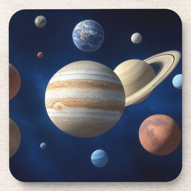 Montage des Sonnensystems Getränkeuntersetzer (Vorderseite)