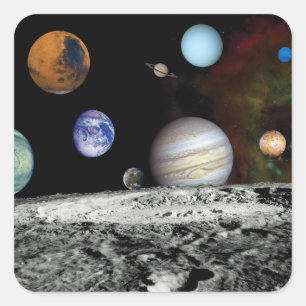 Montage von Bildern des Raumfahrzeugs Voyager von  Quadratischer Aufkleber