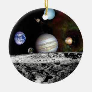 Montage von Bildern des Sonnensystems von Voyager- Keramikornament