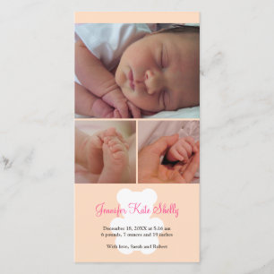 Montagebaby-Geburtsmitteilung des Teddybären rosa Ankündigung