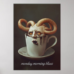 Montagmorgen-Blues-Kaffeelevel-Warnung 3 Poster