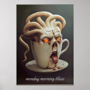 Montagmorgen-Blues Koffeinspiegel-Warnung Poster