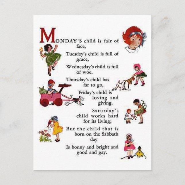 Montags Kind Postkarte (Vorderseite)