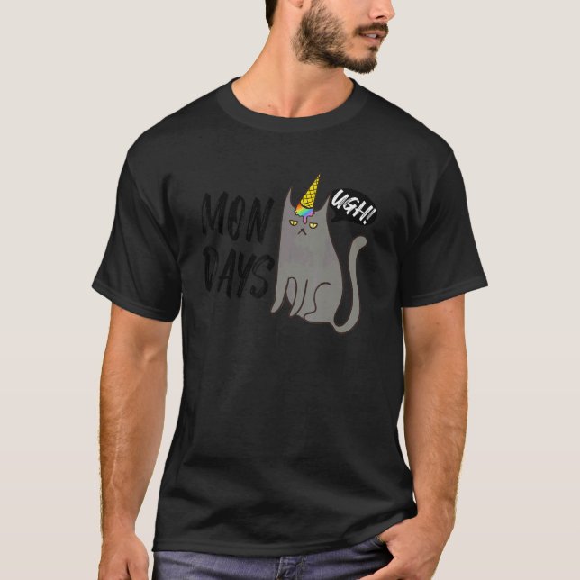 Montags Ugh Katze T-Shirt (Vorderseite)
