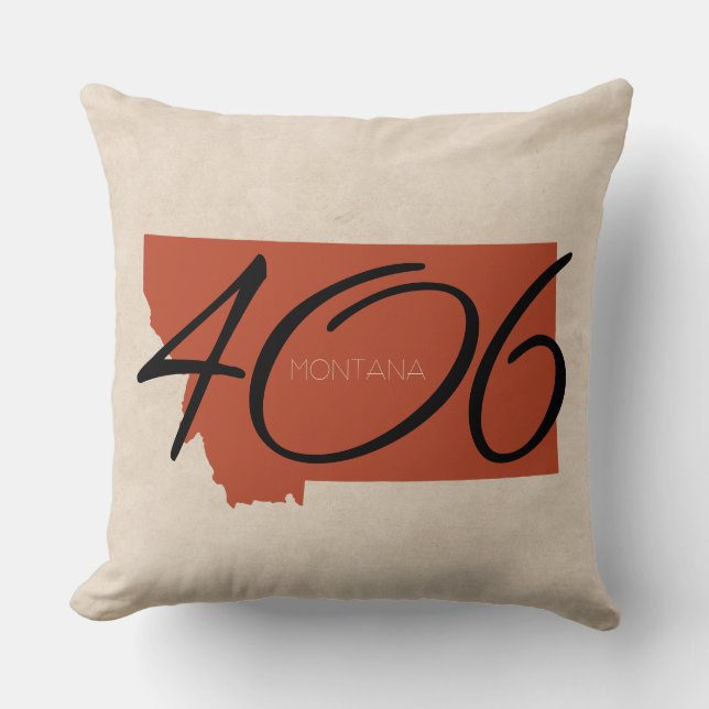 Montana 406 Typografie Rust Black Throw Pillow Kissen (Vorderseite)