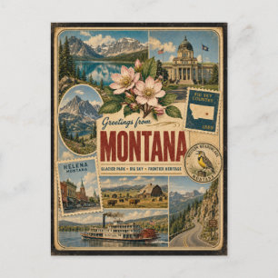 Montana Authentische Vintage-Style-Postkarte Postkarte