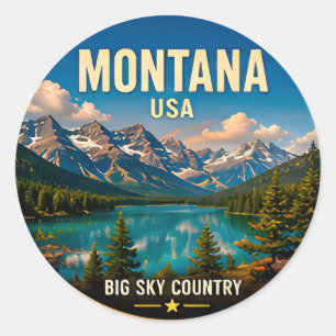 Montana Big Sky Country Abenteuer Runder Aufkleber
