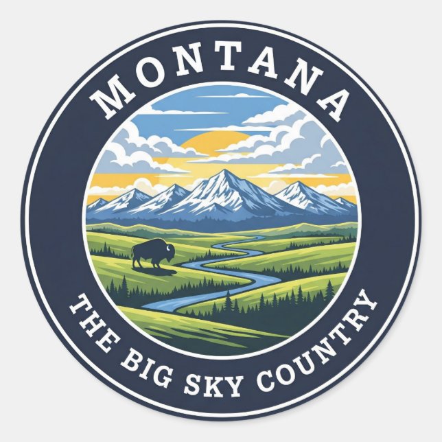 Montana Big Sky Country Runder Aufkleber (Vorderseite)
