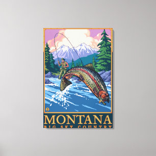 Montana — Big Sky CountryFly Fishing Scene Leinwanddruck